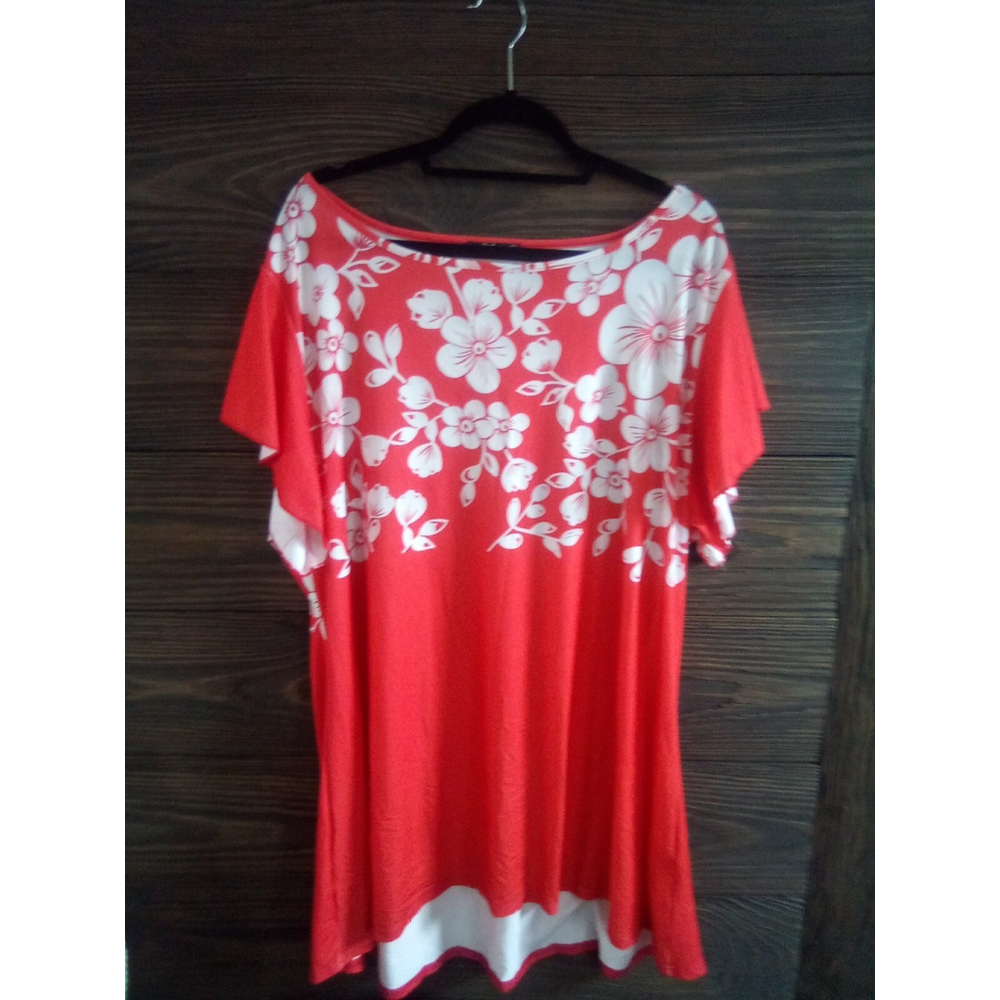 Lilly Sz 4x Red Hibiscus Blouse